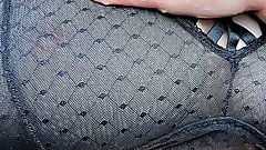 Pink teases her huge tits