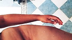 my chubby mexican sister-in-law lets me record her in the shower