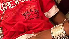 Naomi Banxxx fucks her black cock in her mouth and then in