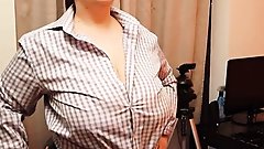 Gorgeous secretary with huge tits and thick body