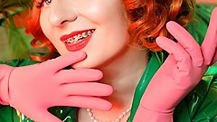 pink rubber gloves video - ASMR teasing seducing close up - Arya Grander