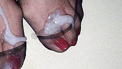 Cum on nylon feet #16