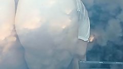 look at my ass through the glass of the car